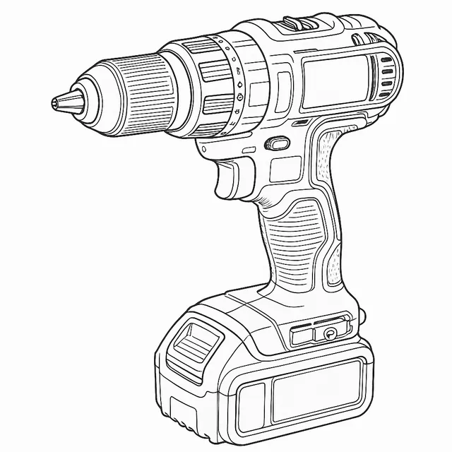 Line-art illustration of the DeWalt DCD776 18V XR combi drill showing the battery pack, dual-range gear shifter, keyless chuck and worklight