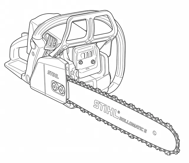 Line-art illustration of a Stihl MS 250 chainsaw
